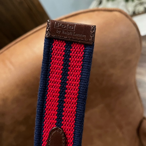 Ralph Lauren Bear Buckle Brown and Blue Belt - Picture 2 of 4